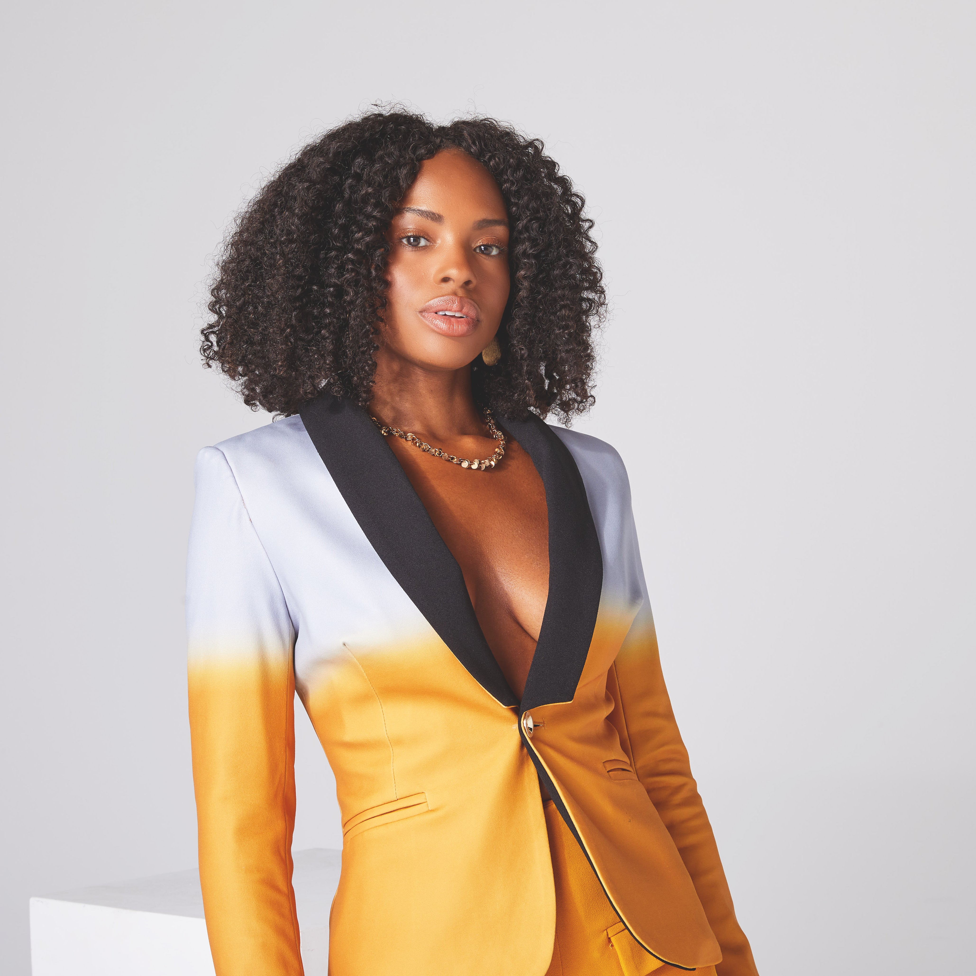 Mustard gold/yellow ombre women’s blazer —  Rebellious