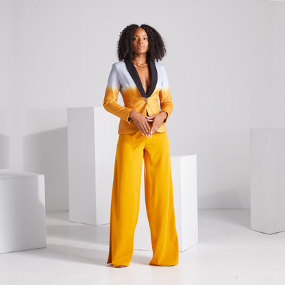 Wide Leg Stretch Pants - Mustard Gold
