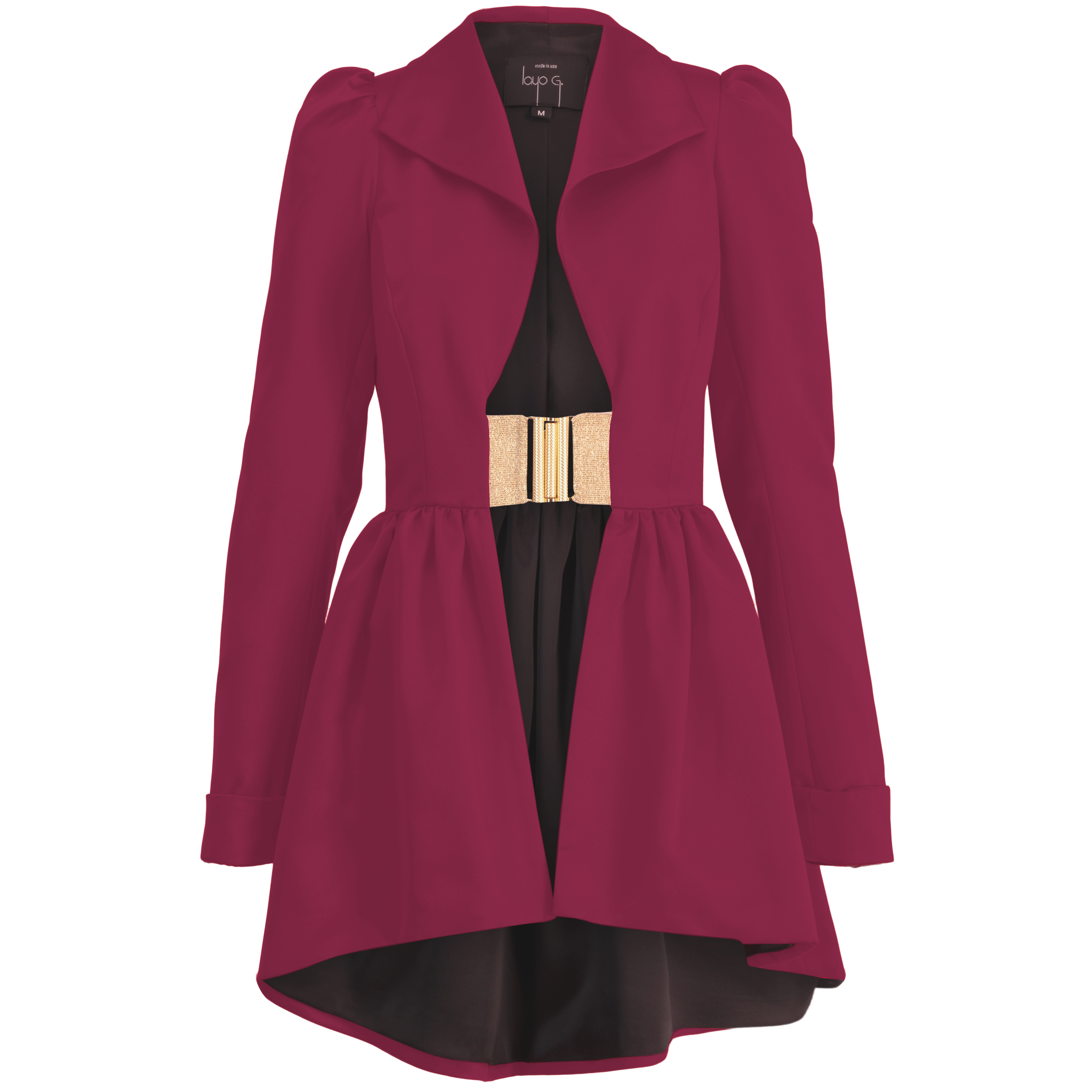 Flared Collar Jacket Dress - Fuchsia Purple Pink