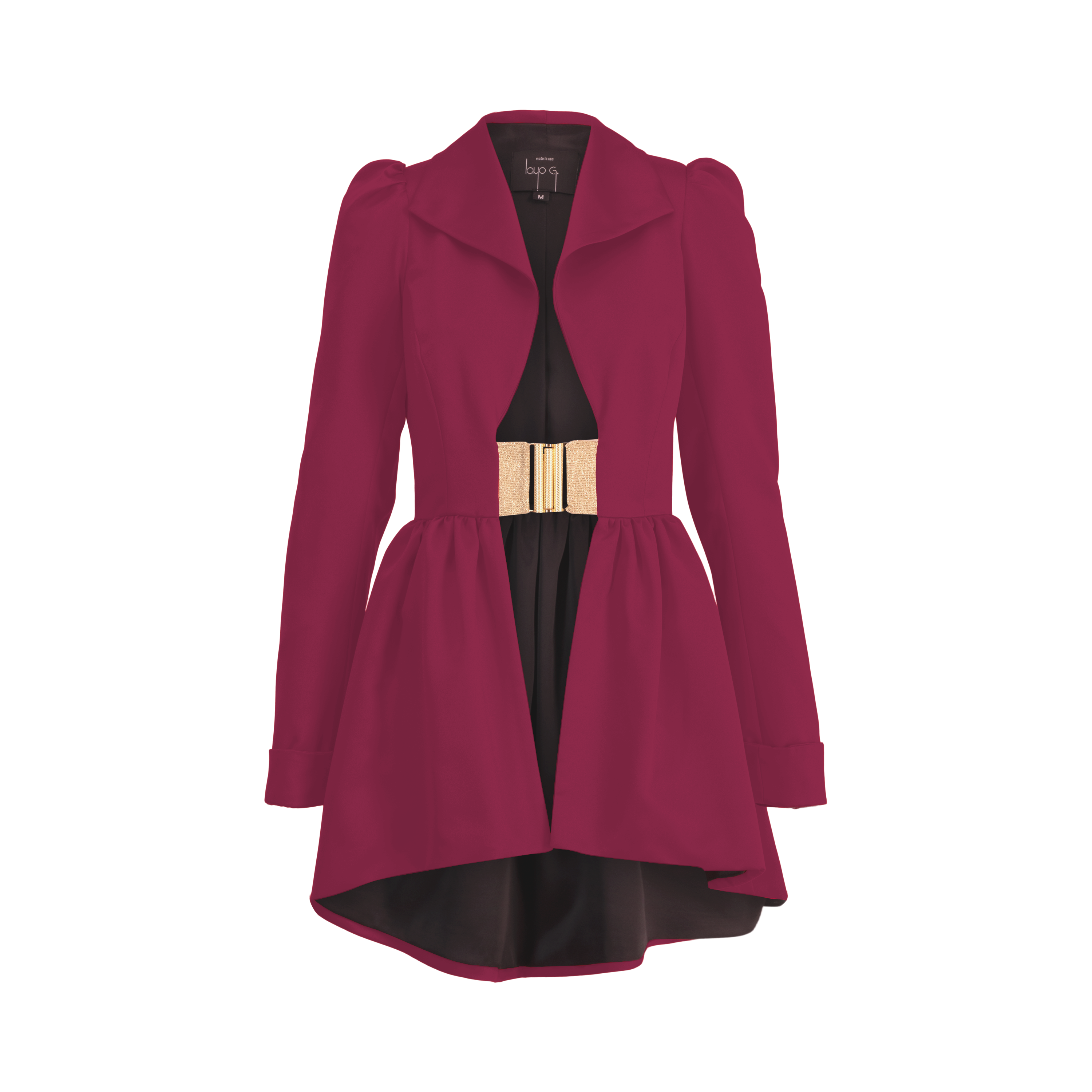 Flared Collar Jacket Dress - Fuchsia Purple Pink