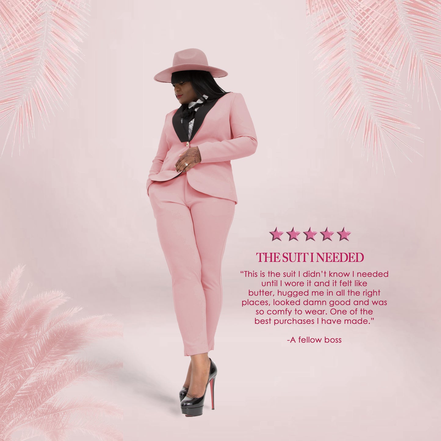 Rebellious Stretch Boss Blazer - Blush