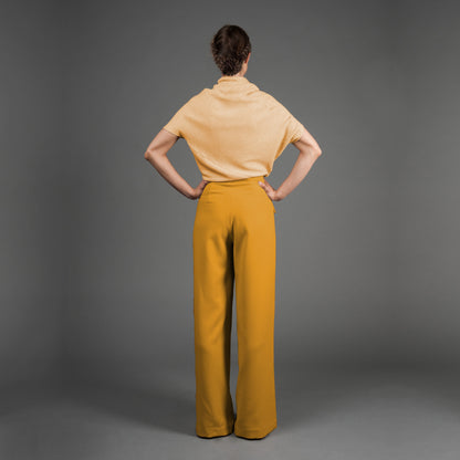 Wide Leg Stretch Pants - Mustard Gold