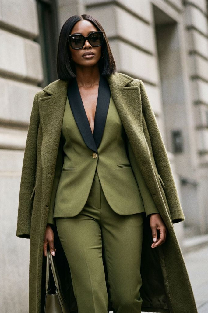Rebellious Stretch Boss Blazer - Olive Green