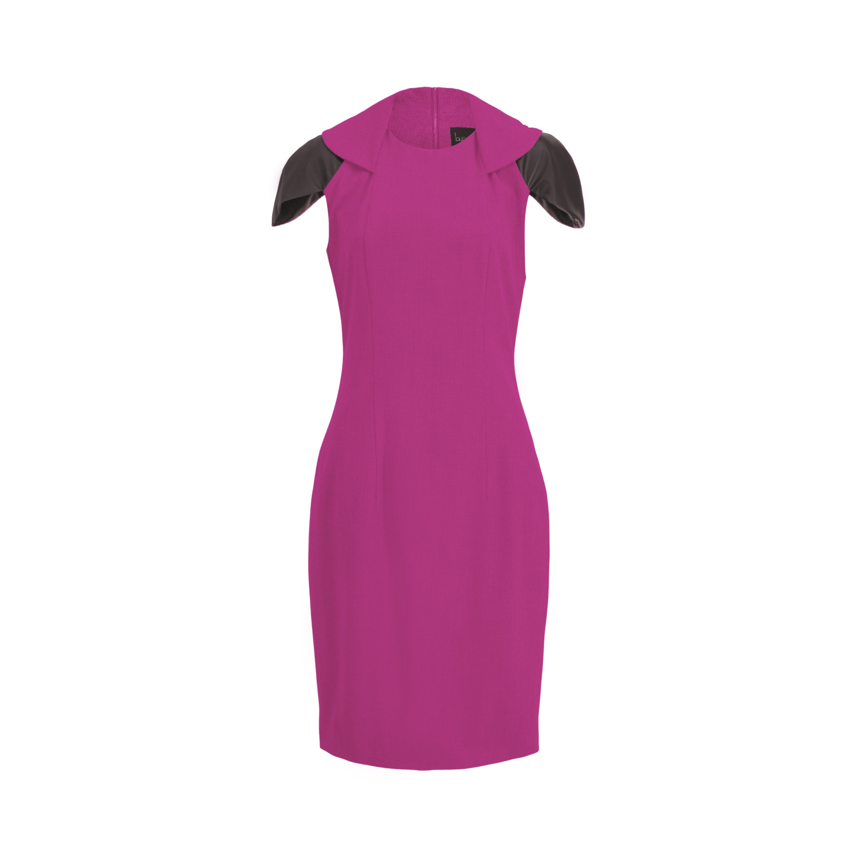 Zip Collar Platinum Pink Stretch Midi Dress