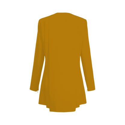 Rebel Stretch Pleated Blazer - Mustard Gold