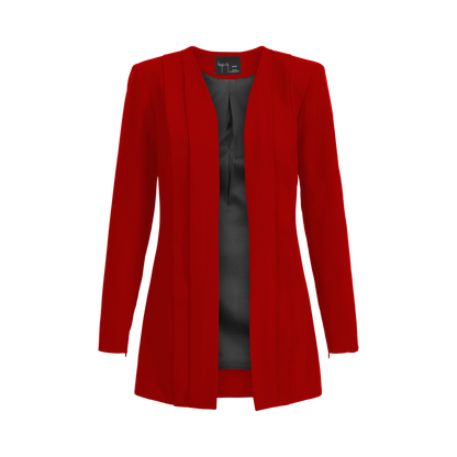 Rebel Stretch Pleated Blazer - Crimson