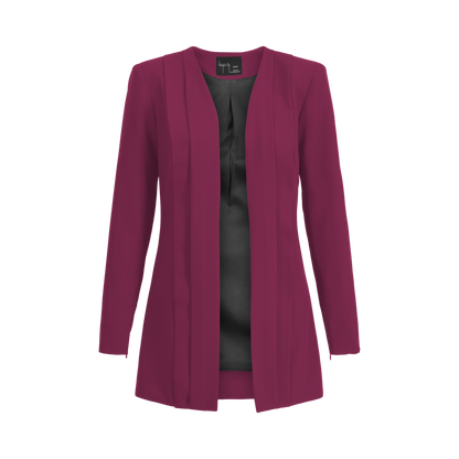 Rebel Stretch Pleated Blazer - Fuchsia