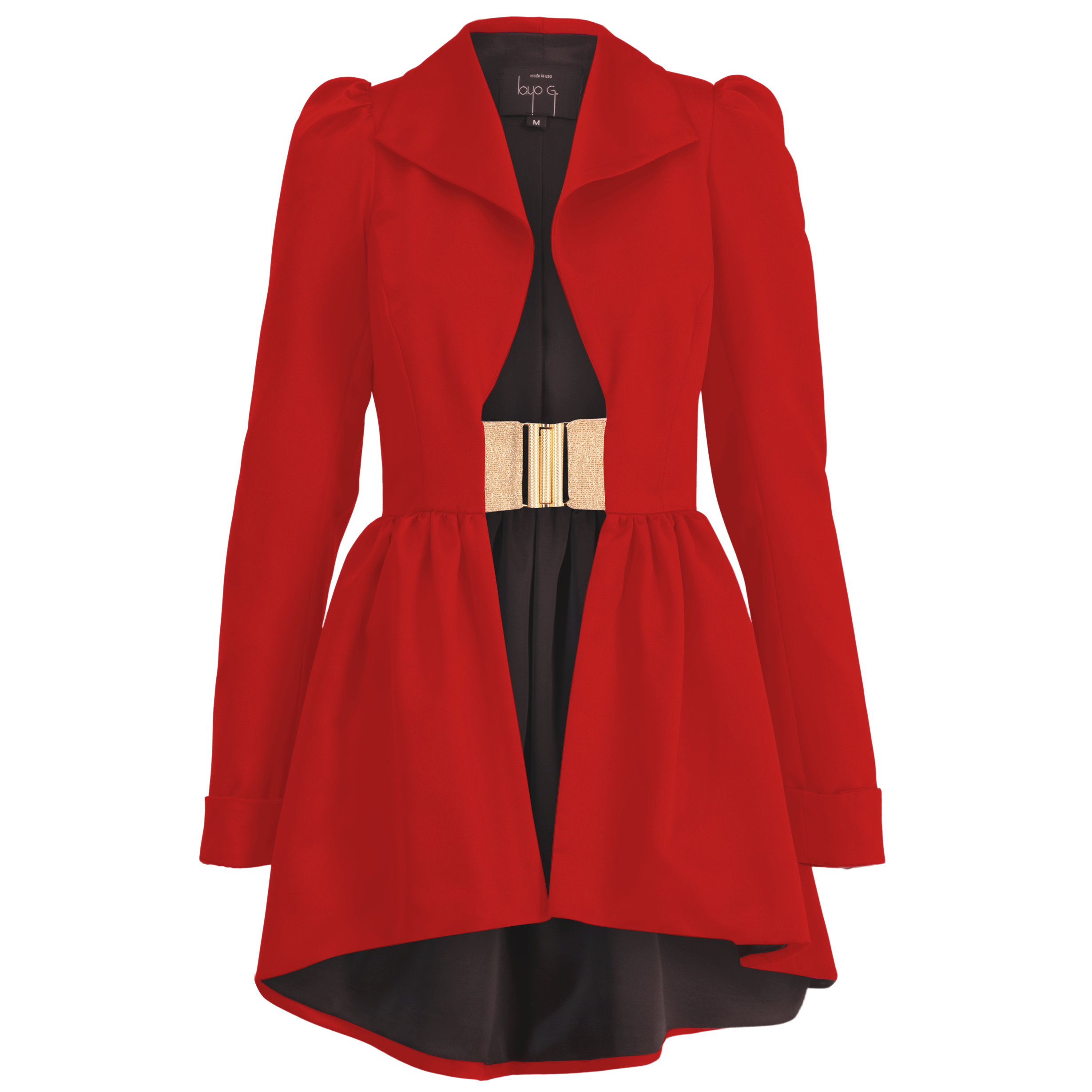 Flared Collar Jacket Dress - Crimson Red