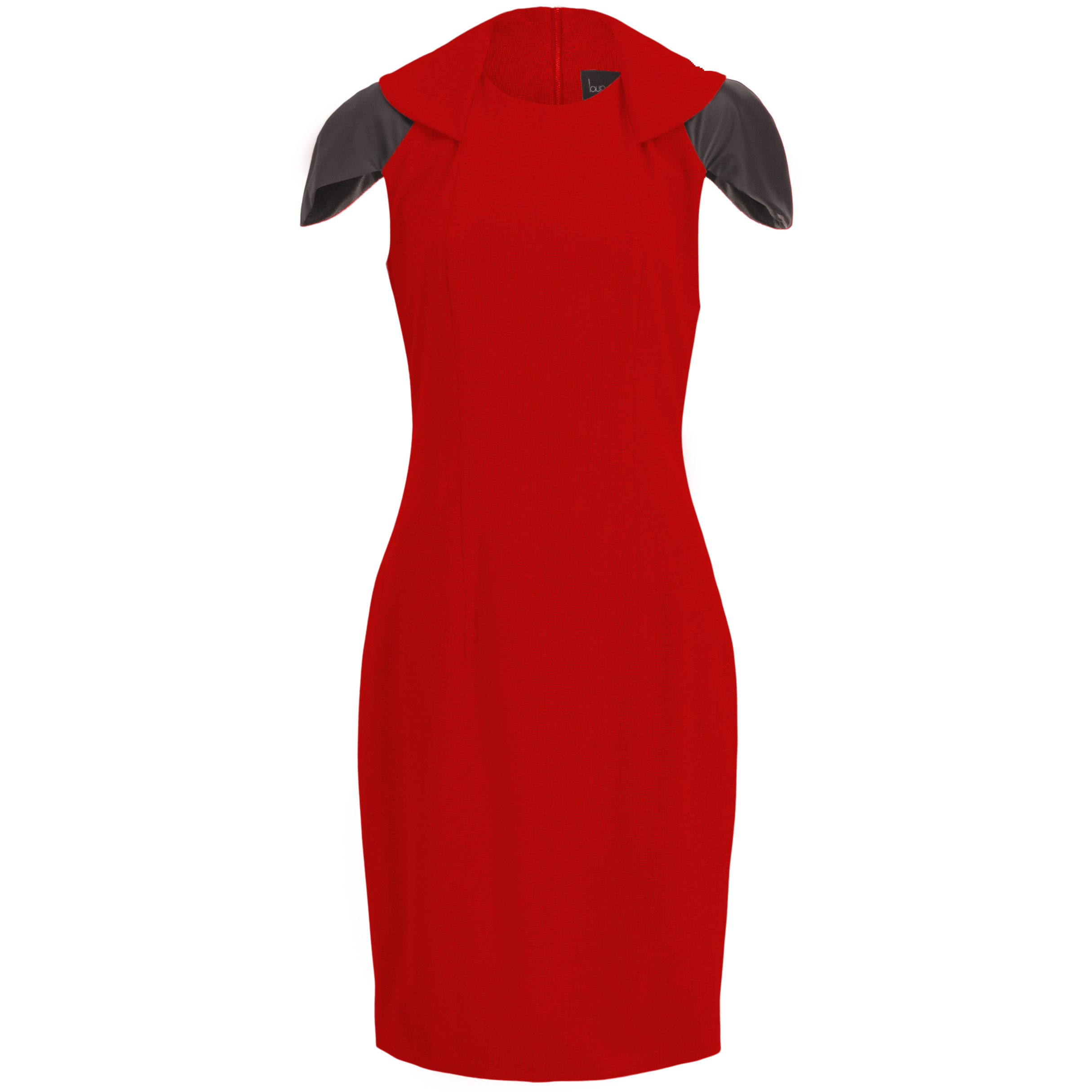Zip Collar Crimson Red Stretch Midi Dress
