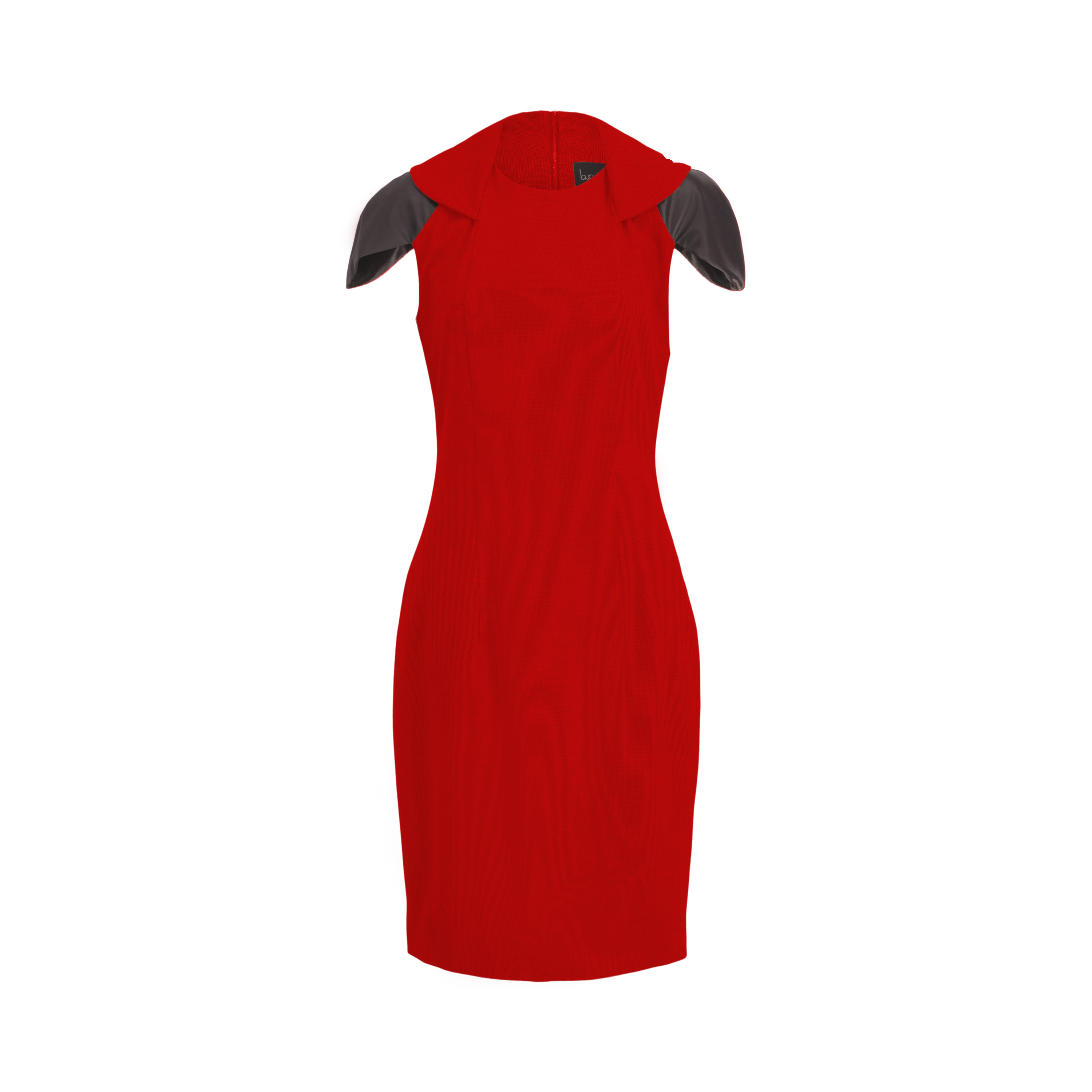 Zip Collar Crimson Red Stretch Midi Dress