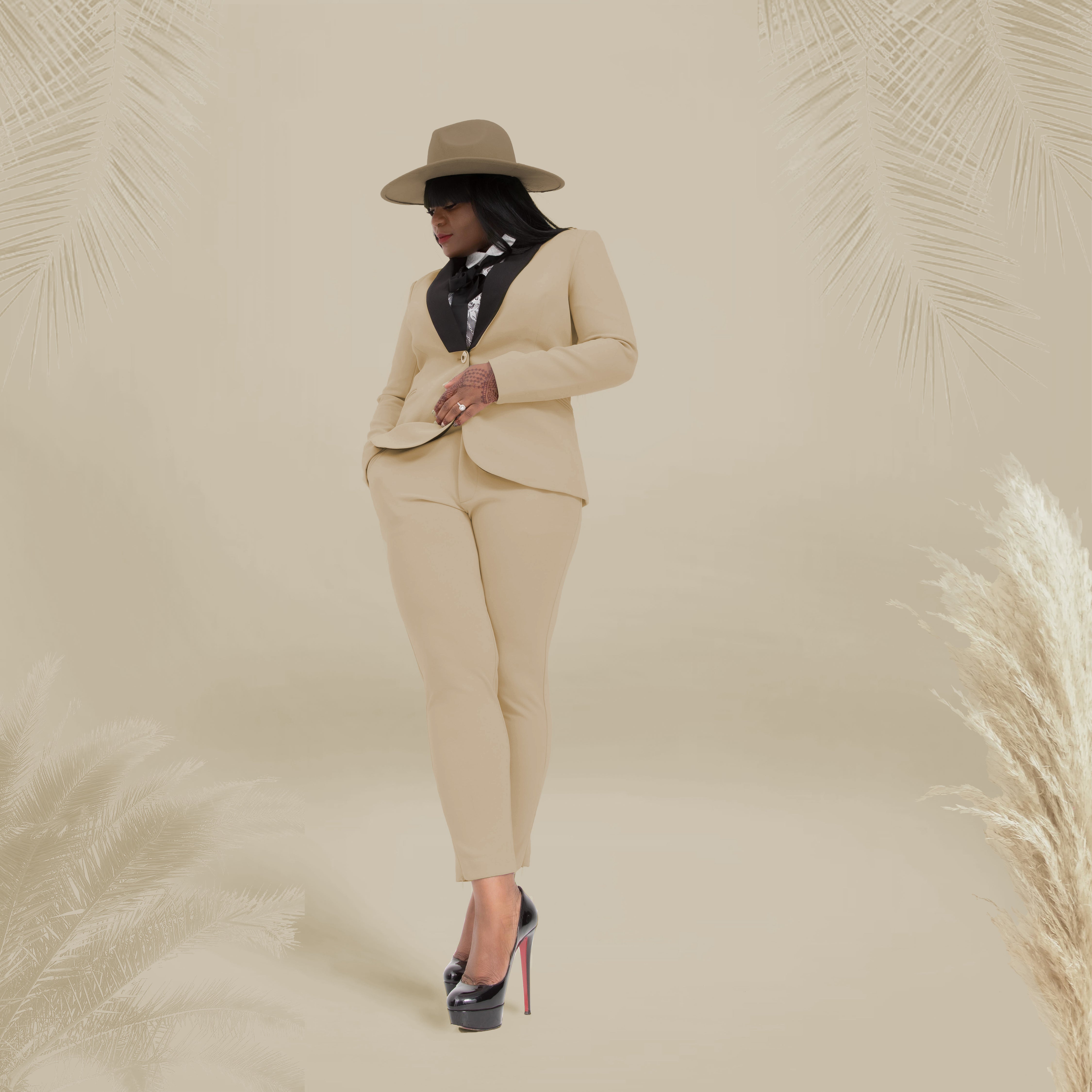 Caramel brown petite dress pants for women — stretch comfort, petite & tall