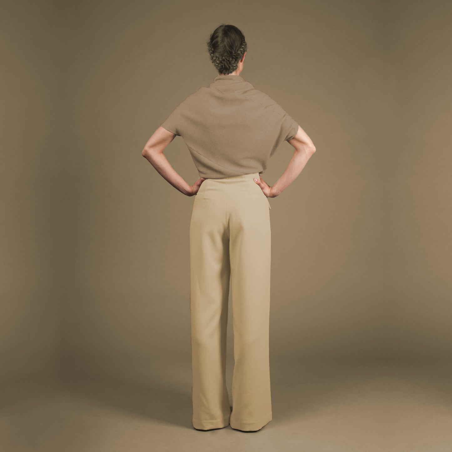 Wide Leg Stretch Pants - Caramel Pop