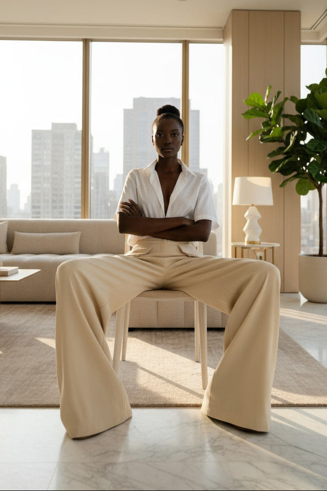 Wide-leg dress pants — Caramel brown