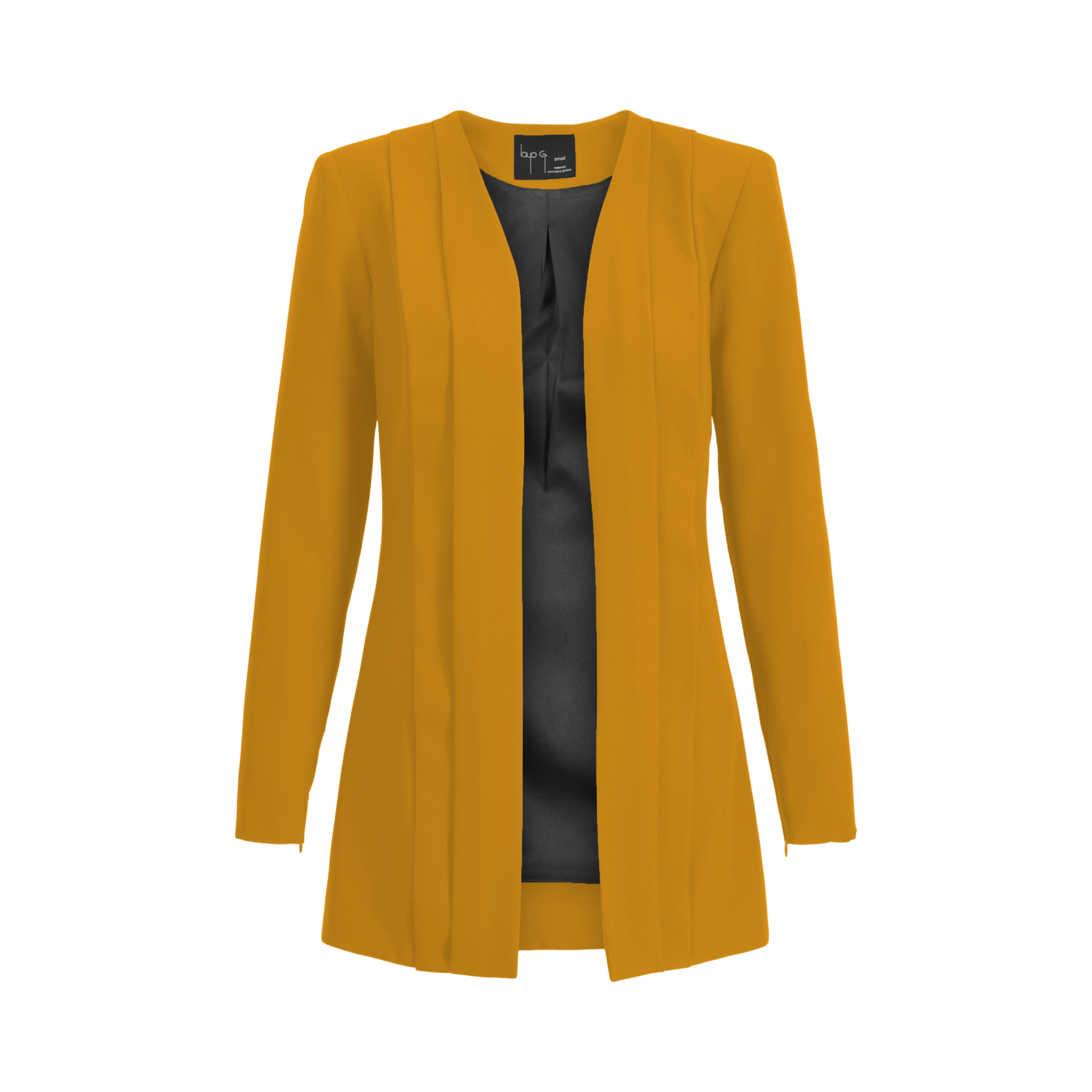 Rebel Stretch Pleated Blazer Mustard Gold