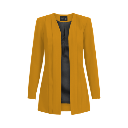 Rebel Stretch Pleated Blazer - Mustard Gold