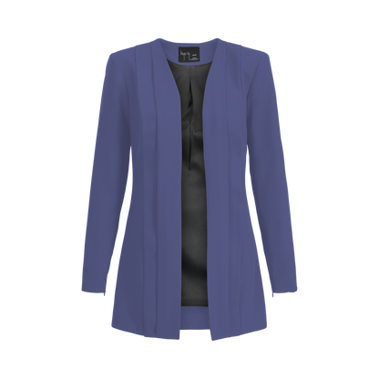 Rebel Stretch Pleated Blazer - Ocean Blue