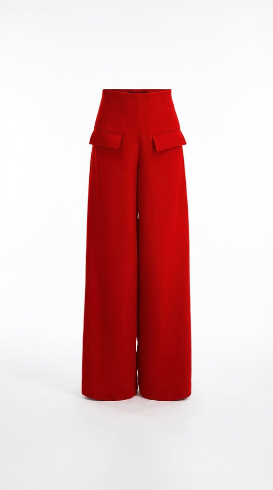 Wide-leg dress pants — Crimson red