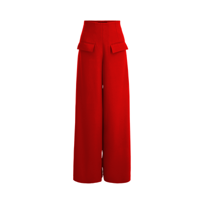 Wide Leg Stretch Pants - Crimson