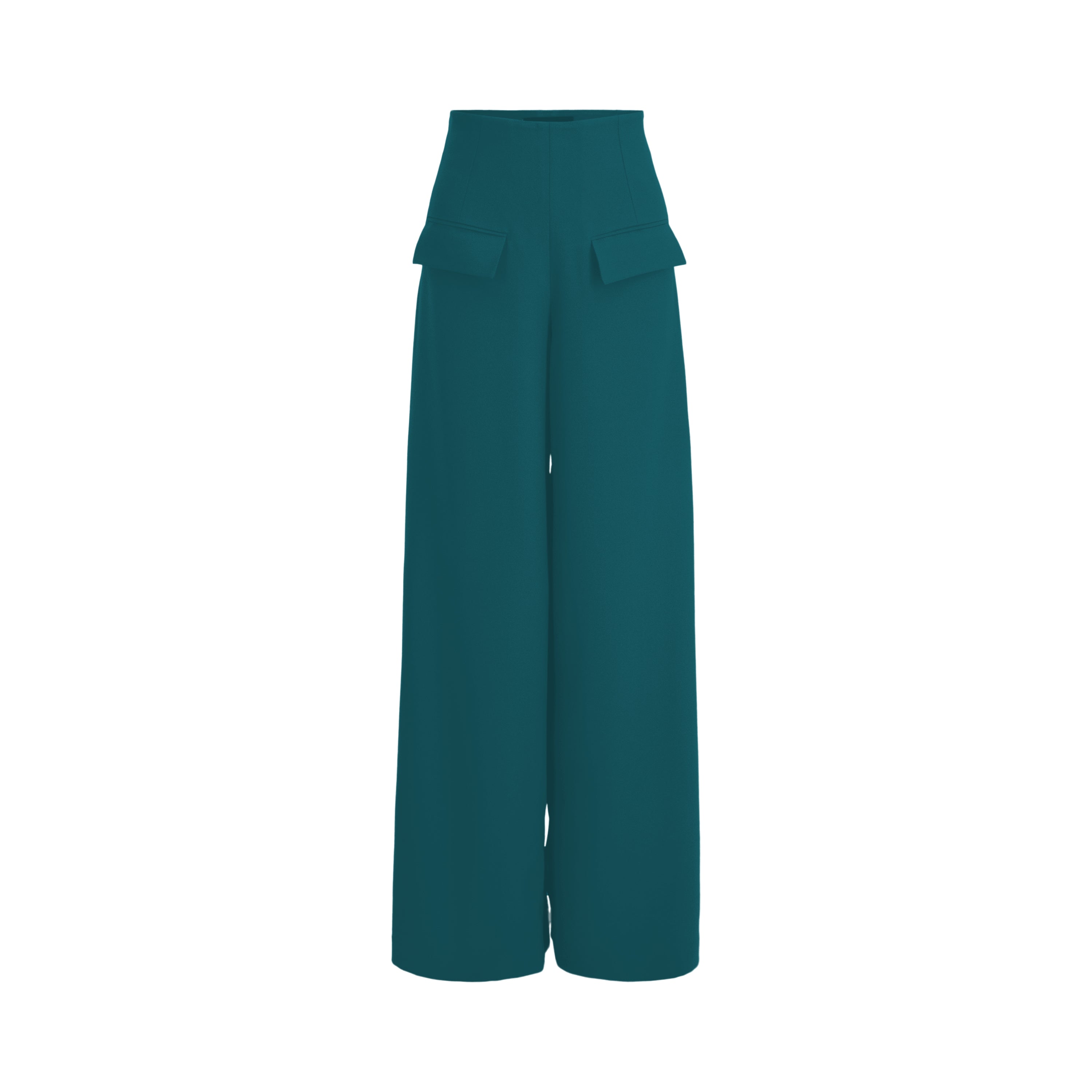 Wide-Leg Dress Pants — Teal - Blue/Green