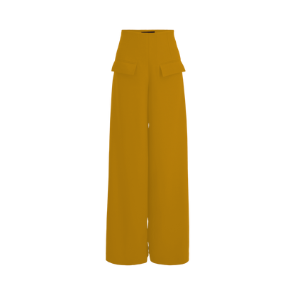 Wide Leg Stretch Pants Mustard Gold