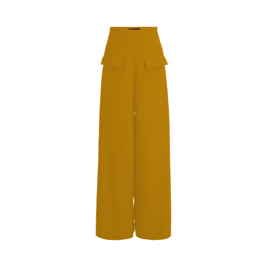 wide leg pants - mustard gold