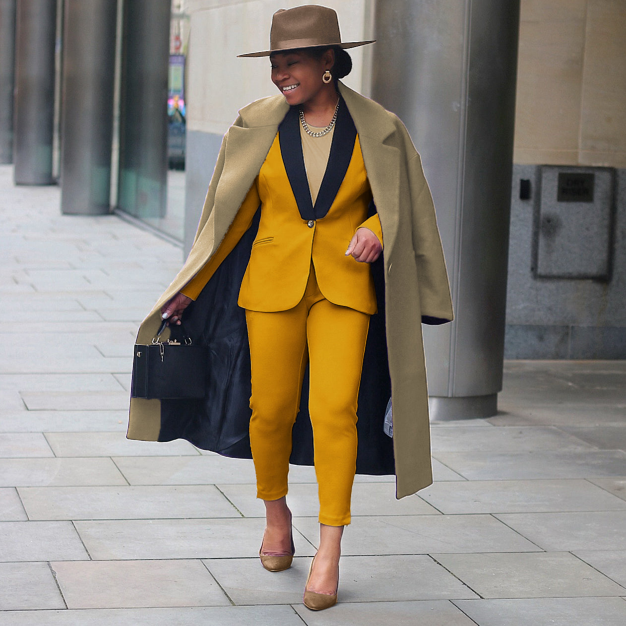 A Rebellious Leggings Suit Set - Mustard Gold