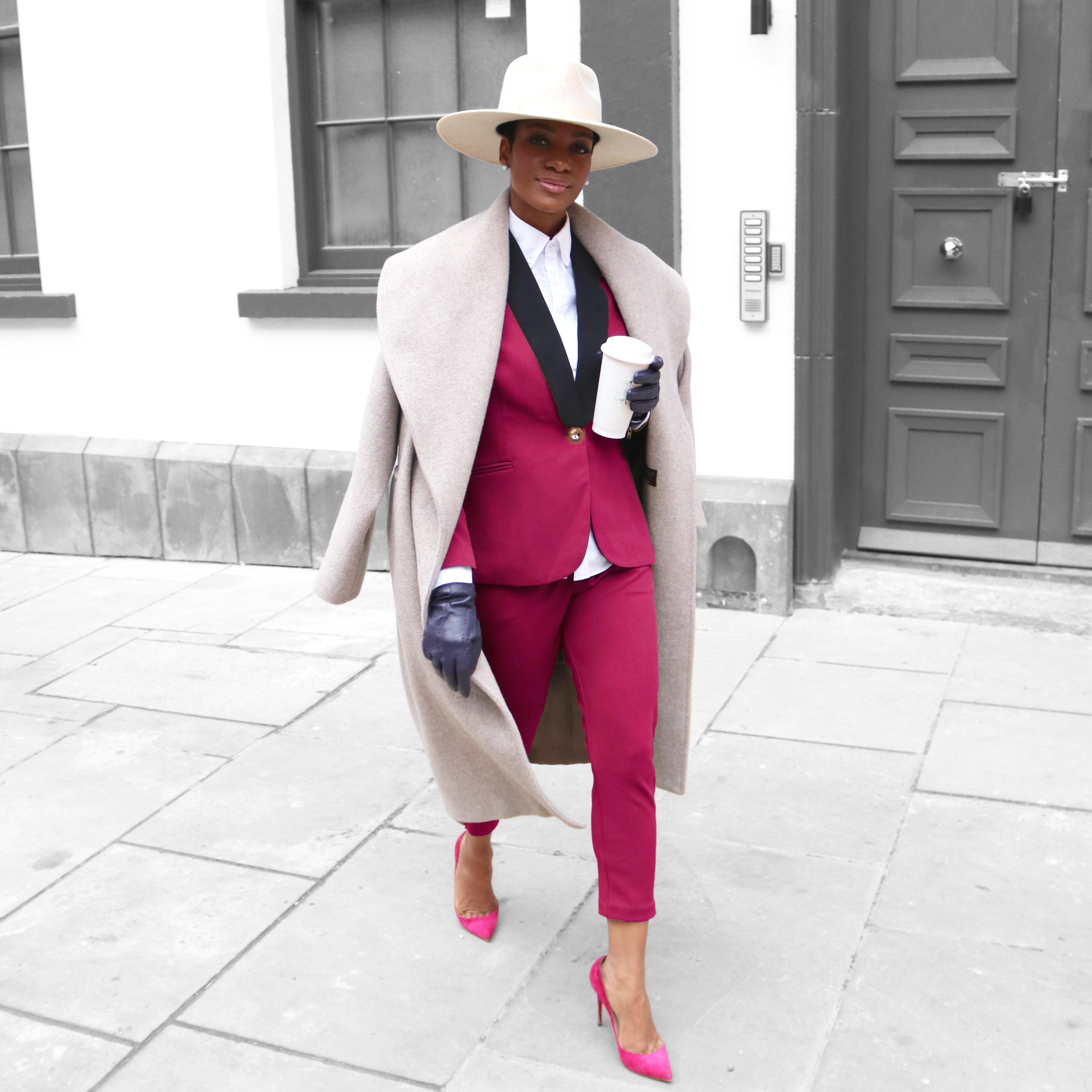 Fuchsia pink dress pants for women — stretch comfort