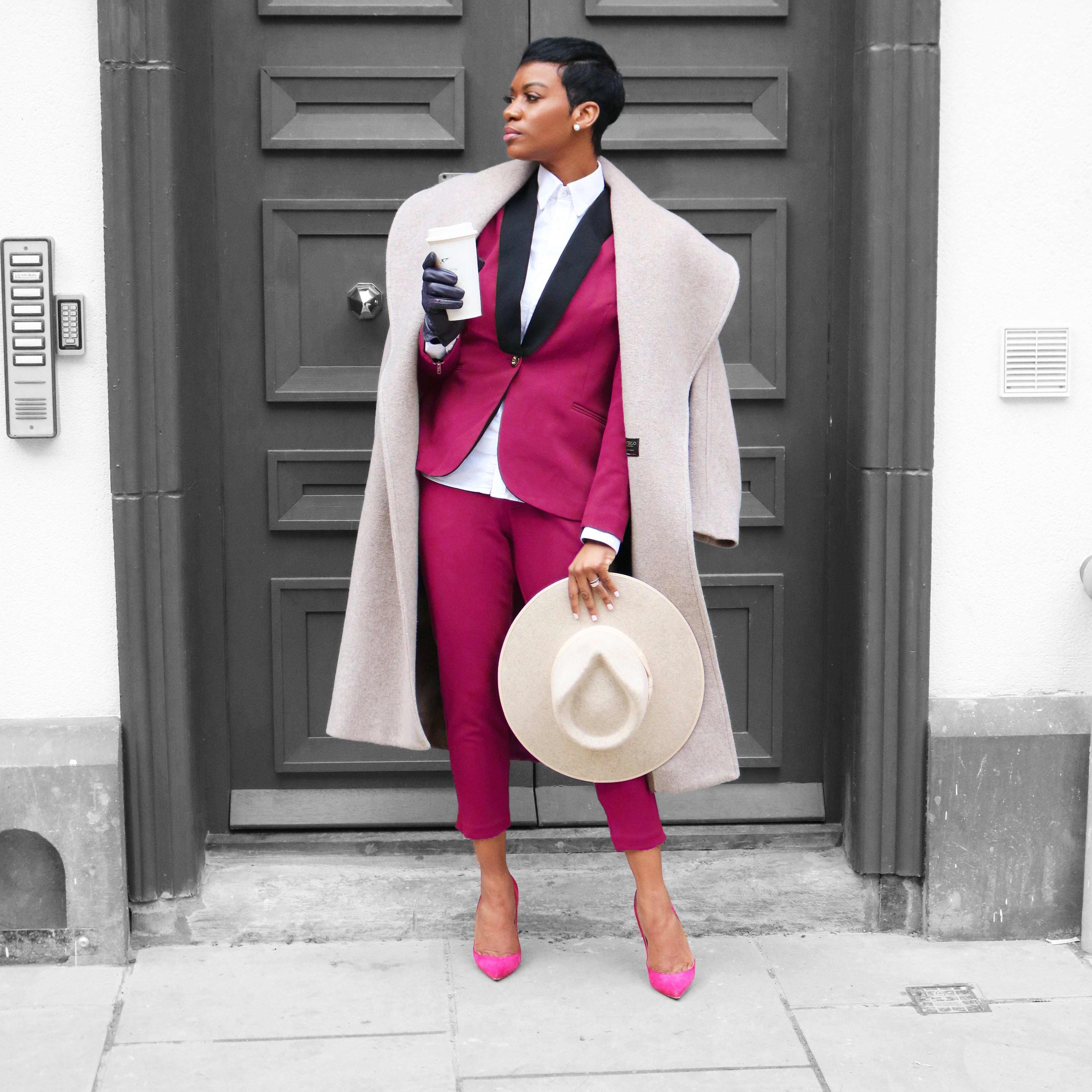 Fuchsia pink dress pants for women — stretch comfort