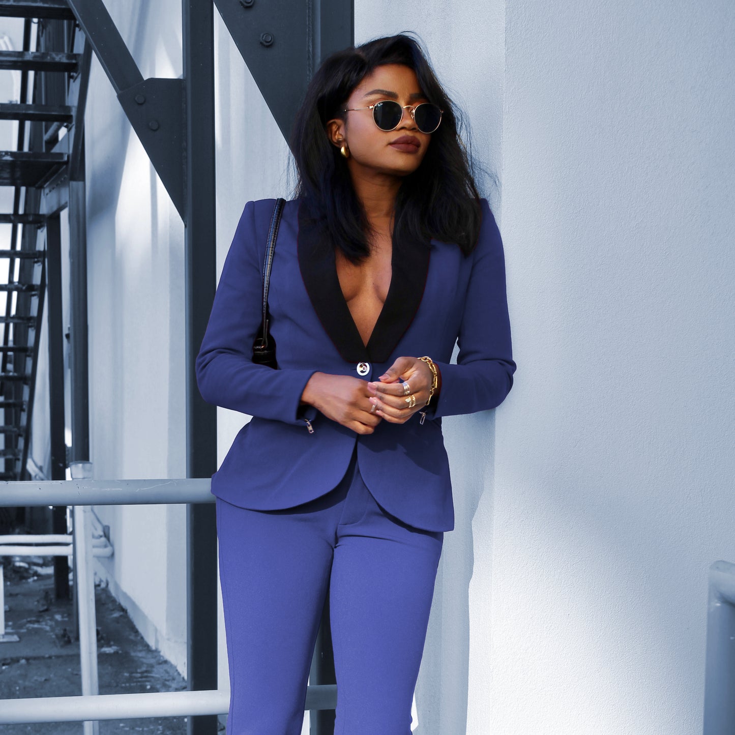 Rebellious Stretch Boss Blazer - Ocean Blue