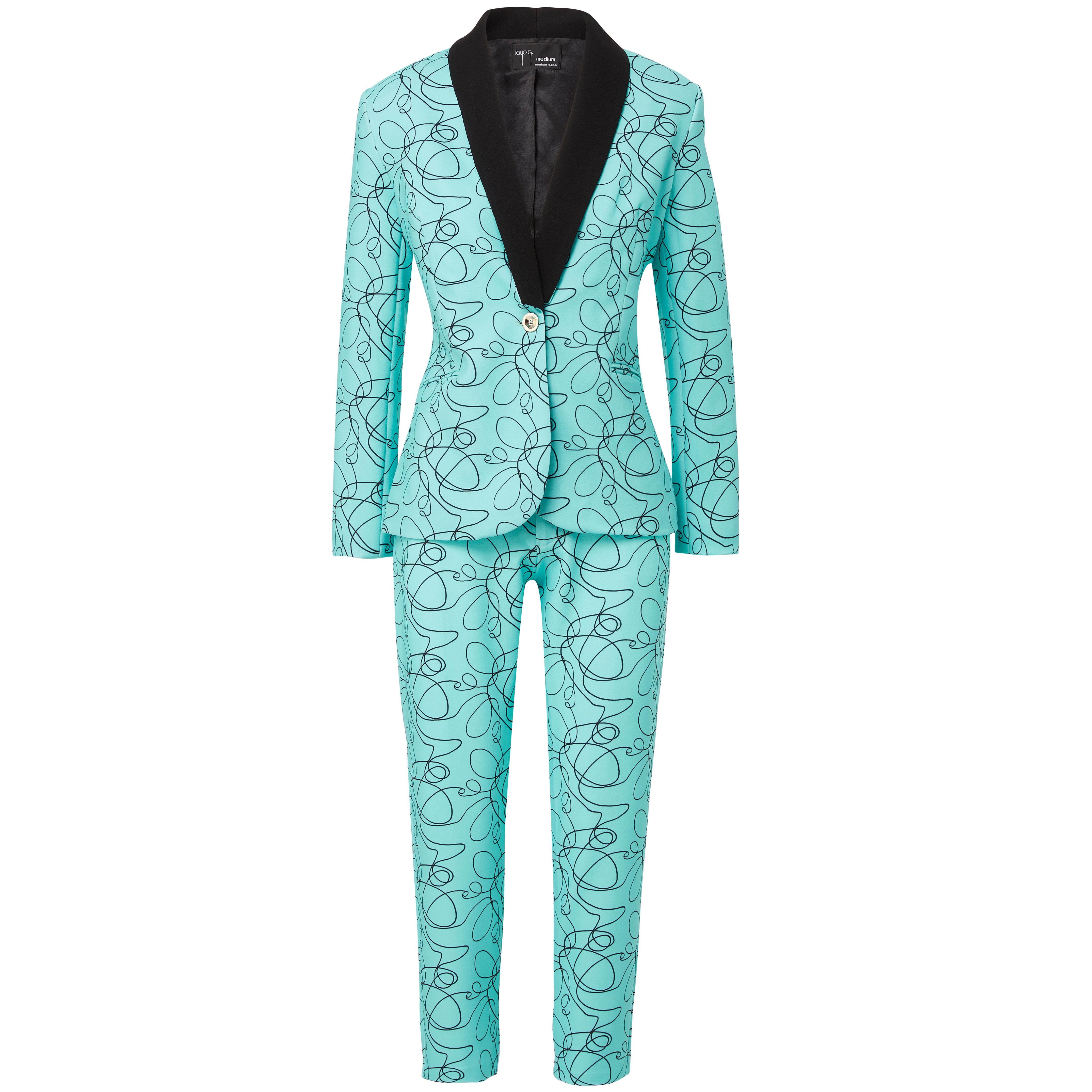 Mint Green women’s suit set — patterned stretch