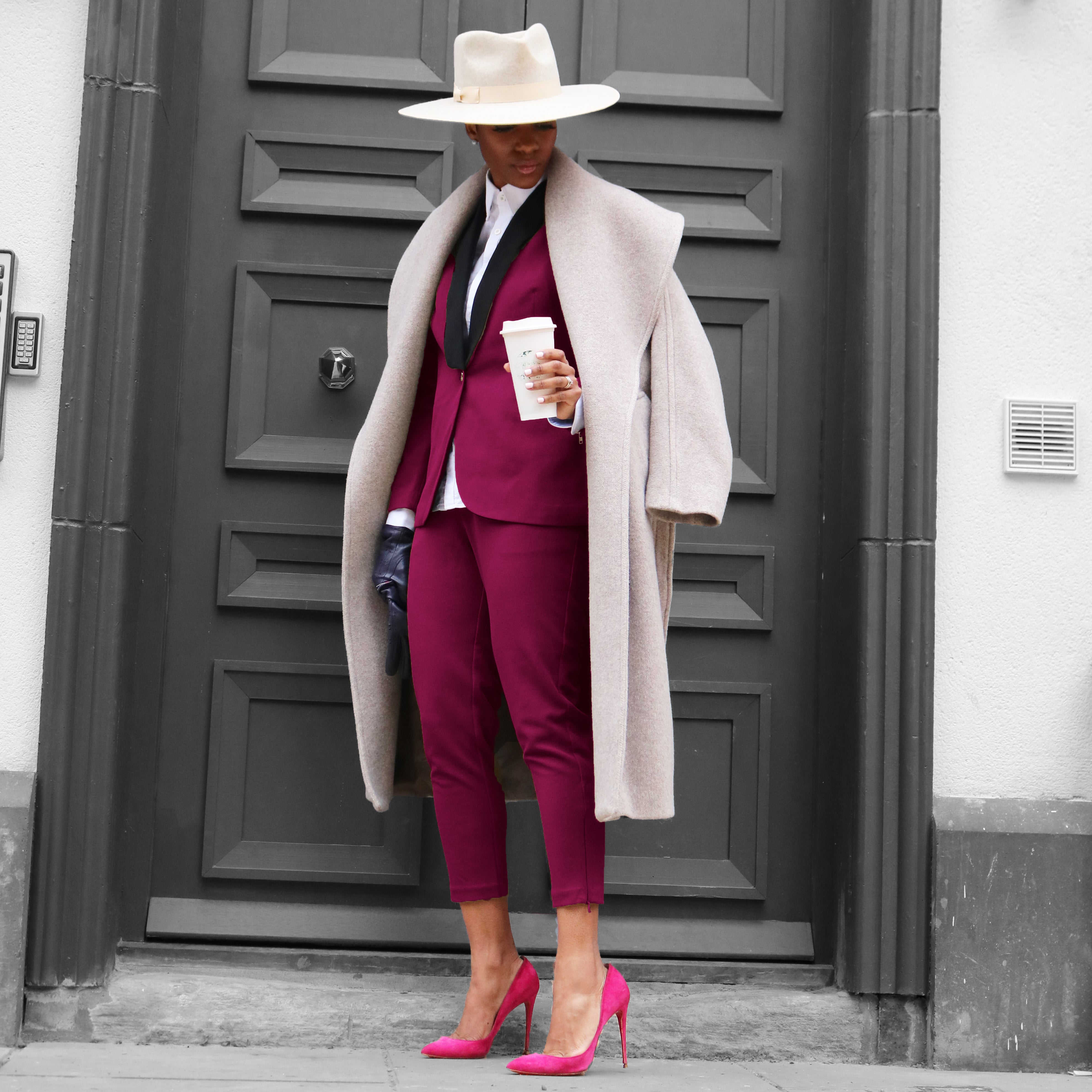 Fuchsia Pink women’s suit set — Rebellious tailored crepe